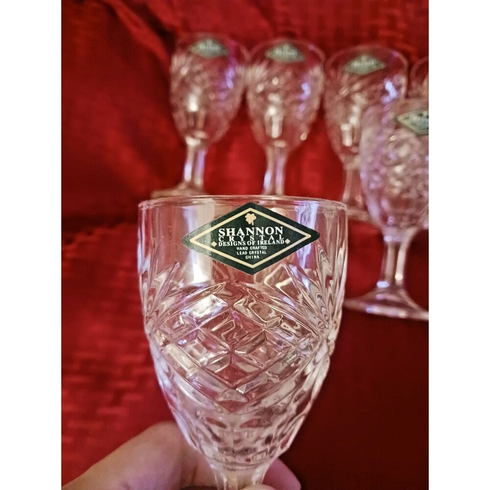 Shannon Godinger Dublin Crystal 4.75" Set of 6 Footed Cordial Goblet Wine Glass